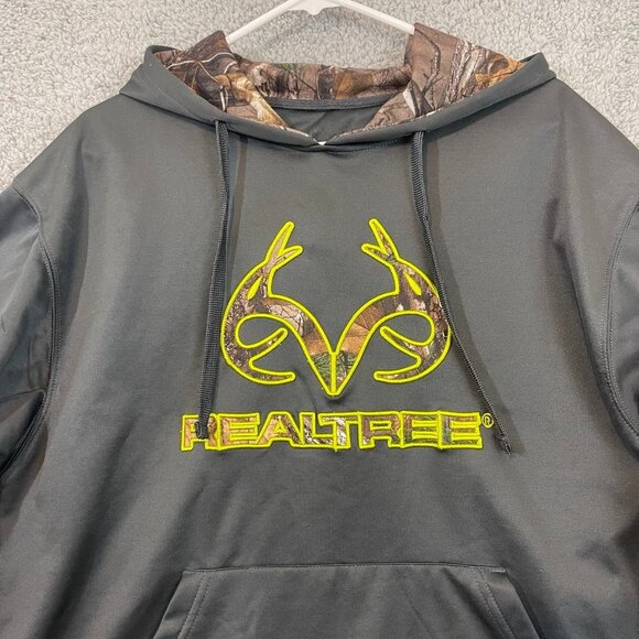 RealTree Performance Hoodie Men’s Large Grey Camouflage Embroidered Sweatshirt - Picture 3 of 11